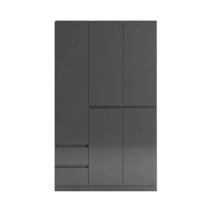 3 DOOR WITH 2 DRAWERS WARDROBE 90X40X180CM GREY | HS435140 - Image 