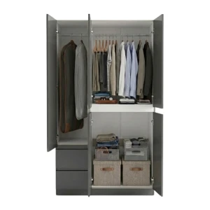 3 DOOR WITH 2 DRAWERS WARDROBE 90X40X180CM GREY | HS435140 - Image 