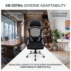 OFFICE CHAIR WITH ARMREST BLACK | KB-33784 - Image 