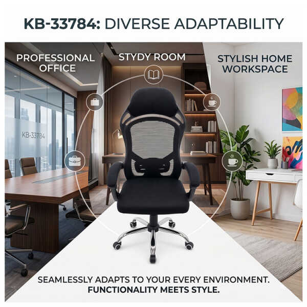 OFFICE CHAIR WITH ARMREST BLACK | KB-33784 - Image 