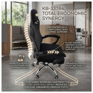 OFFICE CHAIR WITH ARMREST BLACK | KB-33784 - Image 