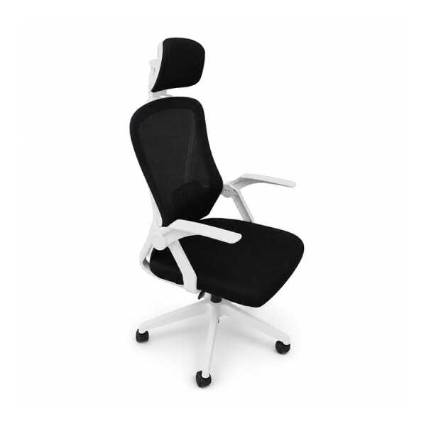 OFFICE CHAIR WITH ARMREST BLACK/WHITE | KB-33874 - Image 