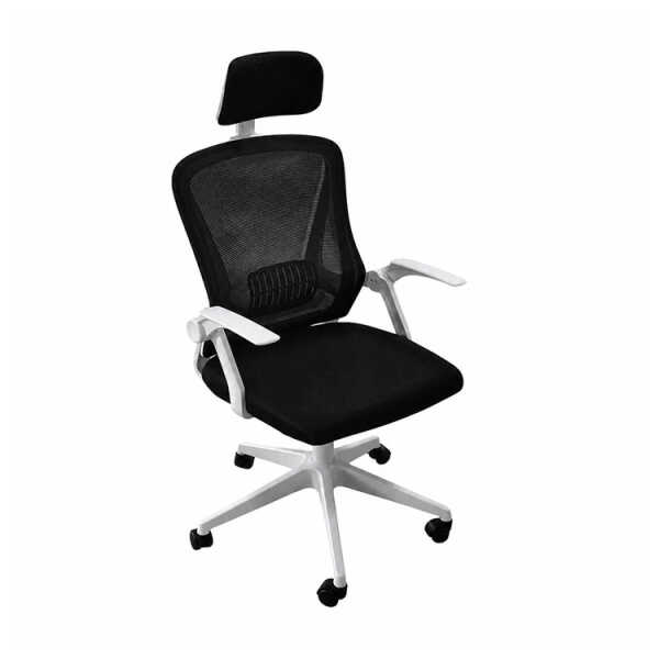 OFFICE CHAIR WITH ARMREST BLACK/WHITE | KB-33874 - Image 