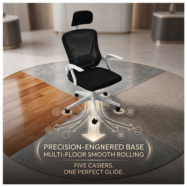 OFFICE CHAIR WITH ARMREST BLACK/WHITE | KB-33874 - Image 