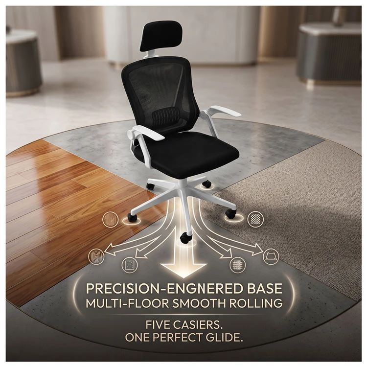 Modern office chair with cushioned seat and armrests.