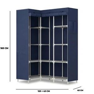 L-SHAPED CORNER WARDROBE W/ ROLL-UP ZIPPER DOORS ASSORTED COLORS  | KB-33888 - Image 