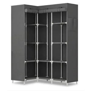 L-SHAPED CORNER WARDROBE W/ ROLL-UP ZIPPER DOORS ASSORTED COLORS  | KB-33888 - Image 
