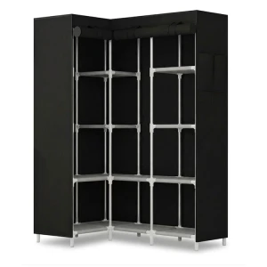 L-SHAPED CORNER WARDROBE W/ ROLL-UP ZIPPER DOORS ASSORTED COLORS  | KB-33888 - Image 