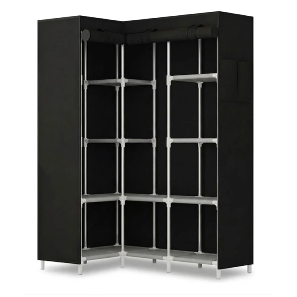 L-SHAPED CORNER WARDROBE W/ ROLL-UP ZIPPER DOORS ASSORTED COLORS  | KB-33888 - Image 