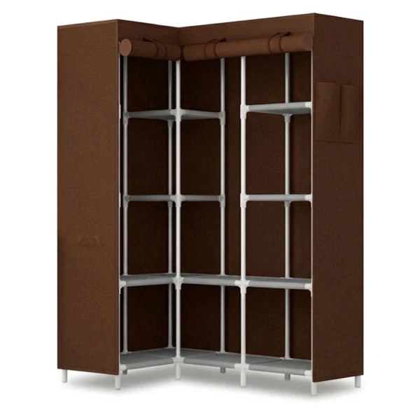 L-SHAPED CORNER WARDROBE W/ ROLL-UP ZIPPER DOORS ASSORTED COLORS  | KB-33888 - Image 