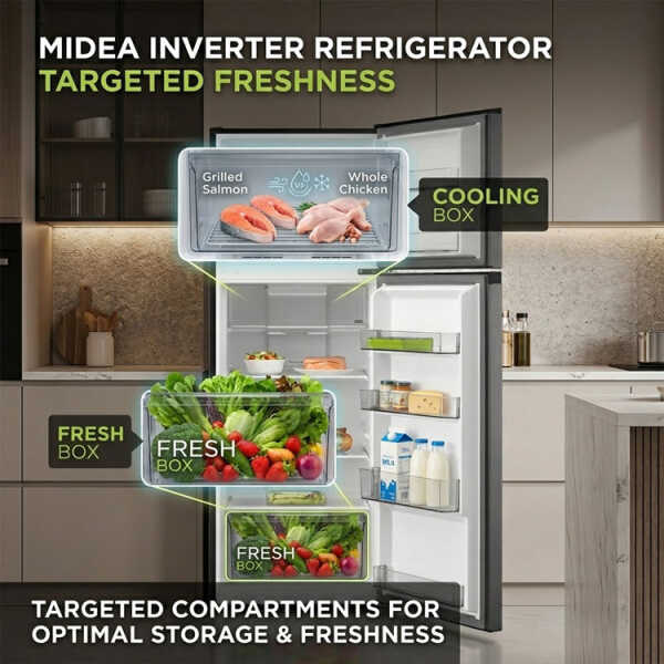 MIDEA 10CUFT/264L TOP MOUNT REFRIGERATOR INVERTER 115V SILVER | MDRT385MTR46 - Image 