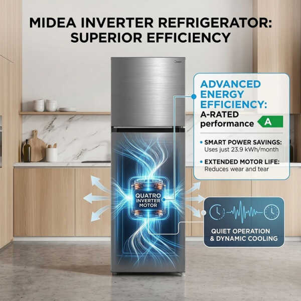 MIDEA 10CUFT/264L TOP MOUNT REFRIGERATOR INVERTER 115V SILVER | MDRT385MTR46 - Image 