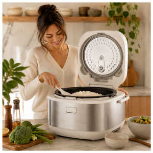 MOI INDUCTION 1.8L / 10 CUPS UNCOOKED RICE COOKER WHITE | MRCD15CDW - Image 