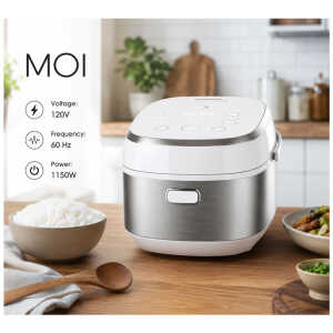 MOI INDUCTION 1.8L / 10 CUPS UNCOOKED RICE COOKER WHITE | MRCD15CDW - Image 