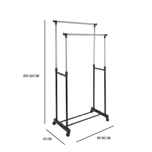 HOMESTAR DOUBLE POLE CLOTHES RACK W/ WHEELS | NS350260 - Image 