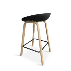 PLASTIC BAR STOOL ON METAL LEGS & STYLISH WOOD-LOOK FINISH | NS367465 - Image 