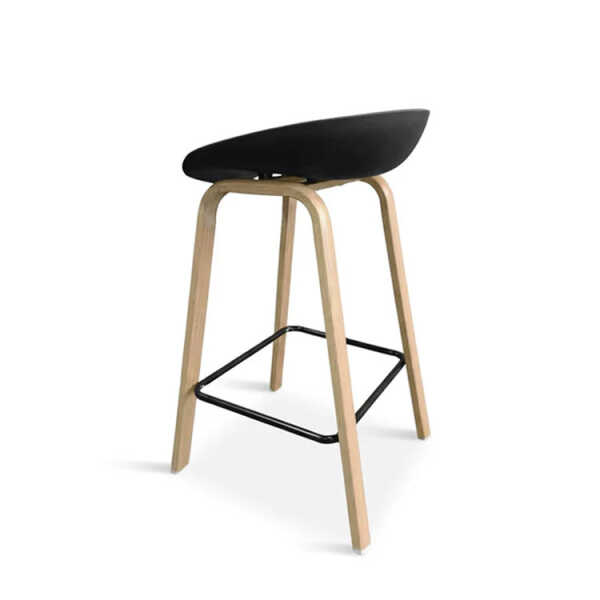 PLASTIC BAR STOOL ON METAL LEGS & STYLISH WOOD-LOOK FINISH | NS367465 - Image 