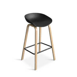 PLASTIC BAR STOOL ON METAL LEGS & STYLISH WOOD-LOOK FINISH | NS367465 - Image 