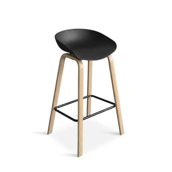 PLASTIC BAR STOOL ON METAL LEGS & STYLISH WOOD-LOOK FINISH | NS367465 - Image 