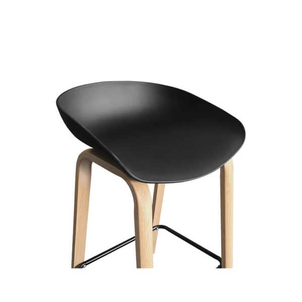 PLASTIC BAR STOOL ON METAL LEGS & STYLISH WOOD-LOOK FINISH | NS367465 - Image 