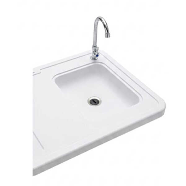 PLASTIC PORTABLE OUTDOOR FOLDING SINK TABLE W/ FAUCET WHITE | NS428824 - Image 
