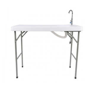 PLASTIC PORTABLE OUTDOOR FOLDING SINK TABLE W/ FAUCET WHITE | NS428824 - Image 