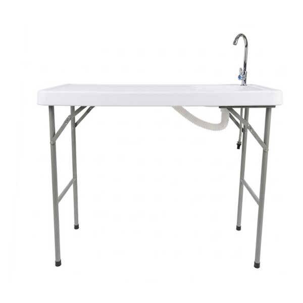 PLASTIC PORTABLE OUTDOOR FOLDING SINK TABLE W/ FAUCET WHITE | NS428824 - Image 