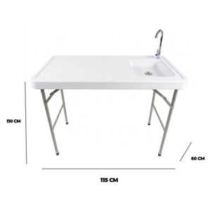 PLASTIC PORTABLE OUTDOOR FOLDING SINK TABLE W/ FAUCET WHITE | NS428824 - Image 