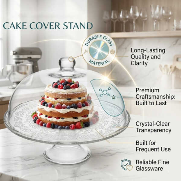 ROUND GLASS CAKE COVER STAND DIA29XH19CM | NS432948 - Image 