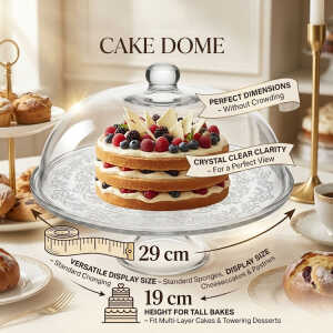 ROUND GLASS CAKE COVER STAND DIA29XH19CM | NS432948 - Image 