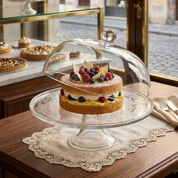 ROUND GLASS CAKE COVER STAND DIA29XH19CM | NS432948 - Image 