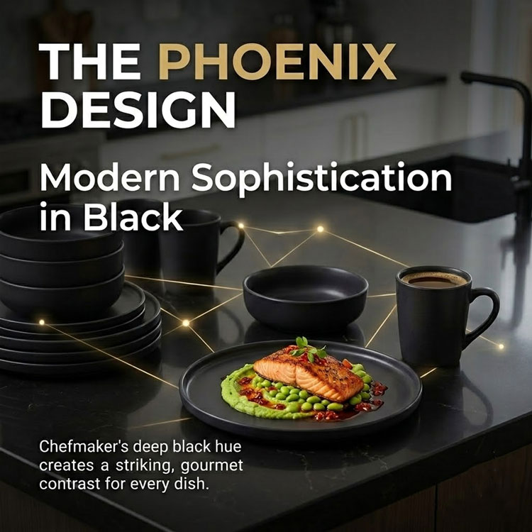 Plated Salmon on a Matte Black Phoenix Plate.