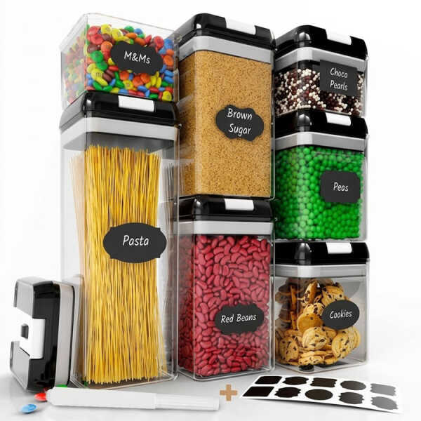 7PCS PLASTIC FOOD STORAGE CONTAINER SET (1X1.9L | 2X1.2L | 2X0.8L | 2X0.5L) | NS434088 - Image 