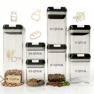 7PCS PLASTIC FOOD STORAGE CONTAINER SET (1X1.9L | 2X1.2L | 2X0.8L | 2X0.5L) | NS434088 - Image 