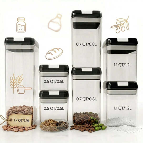 7PCS PLASTIC FOOD STORAGE CONTAINER SET (1X1.9L | 2X1.2L | 2X0.8L | 2X0.5L) | NS434088 - Image 
