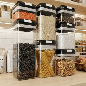 7PCS PLASTIC FOOD STORAGE CONTAINER SET (1X1.9L | 2X1.2L | 2X0.8L | 2X0.5L) | NS434088 - Image 