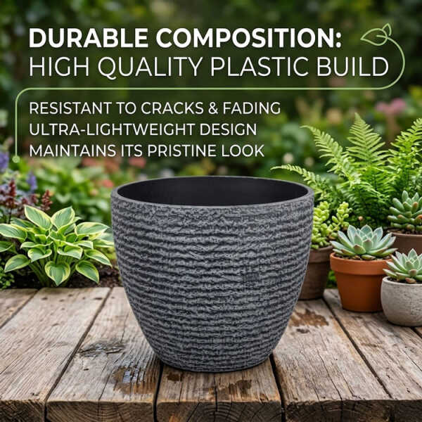 ROUND PLASTIC PLANT POT DIA37XH34CM ASSORTED COLORS | NS438160 - Image 