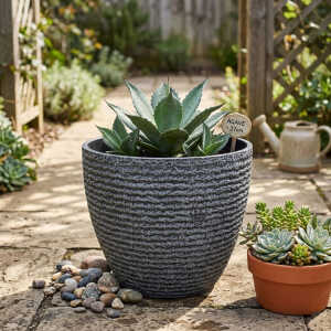 ROUND PLASTIC PLANT POT DIA37XH34CM ASSORTED COLORS | NS438160 - Image 