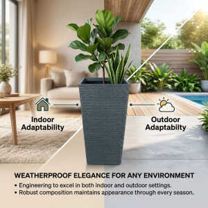 SQUARE PLASTIC PLANT POT W30XD30XH54CM ASSORTED COLORS | NS438167 - Image 