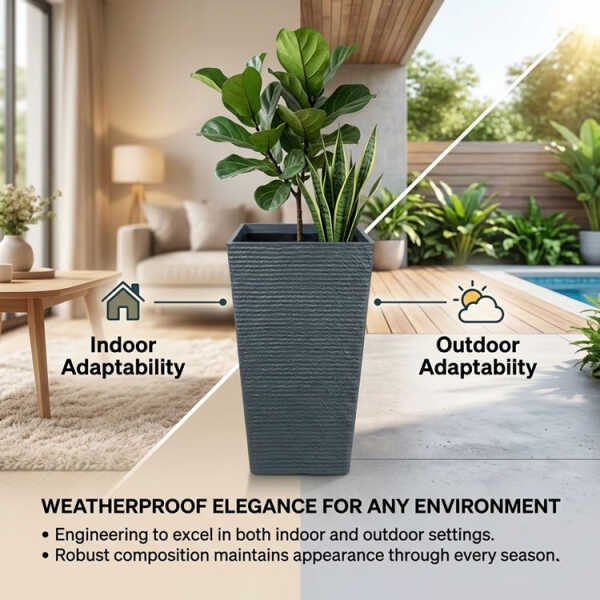 SQUARE PLASTIC PLANT POT W30XD30XH54CM ASSORTED COLORS | NS438167 - Image 