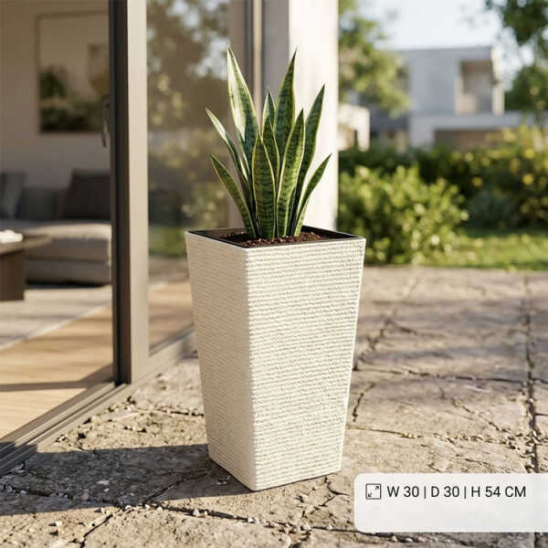 SQUARE PLASTIC PLANT POT W30XD30XH54CM ASSORTED COLORS | NS438167 - Image 