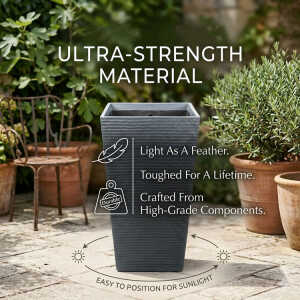 SQUARE PLASTIC PLANT POT W40XD40XH69CM ASSORTED COLORS | NS438168 - Image 