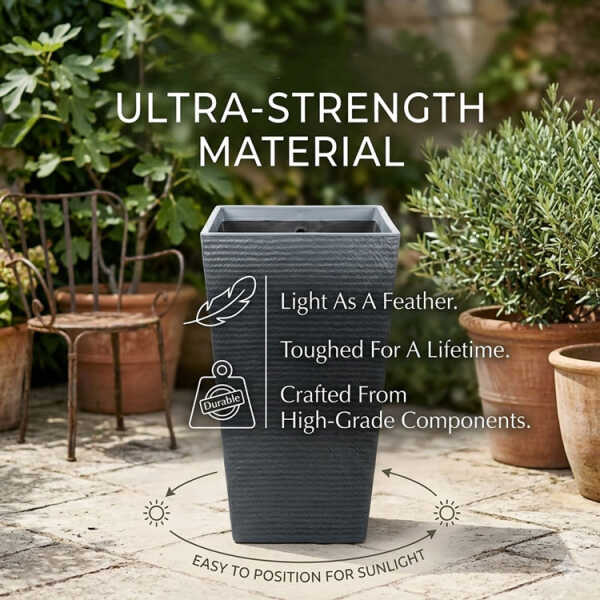 SQUARE PLASTIC PLANT POT W40XD40XH69CM ASSORTED COLORS | NS438168 - Image 