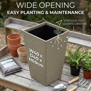 SQUARE PLASTIC PLANT POT W40XD40XH69CM ASSORTED COLORS | NS438168 - Image 