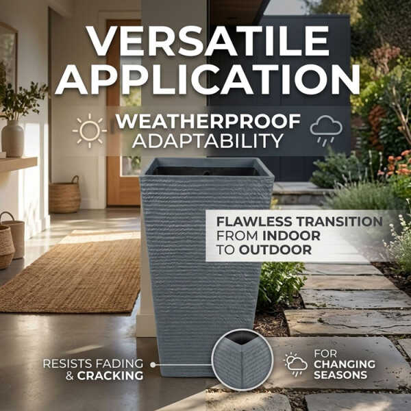 SQUARE PLASTIC PLANT POT W40XD40XH69CM ASSORTED COLORS | NS438168 - Image 