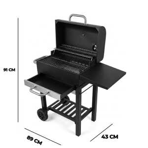 BBQ GRILL WITH 2 WHEELS BLACK W89XD43XH91CM | NS444071 - Image 