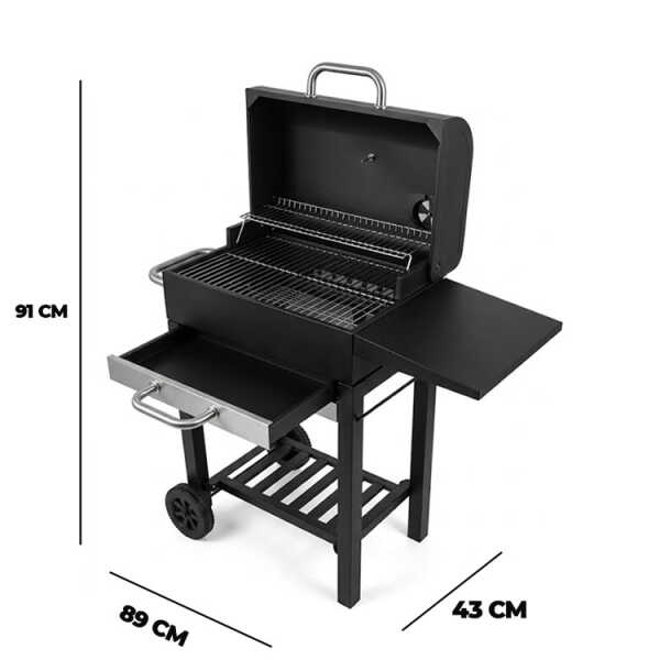 BBQ GRILL WITH 2 WHEELS BLACK W89XD43XH91CM | NS444071 - Image 