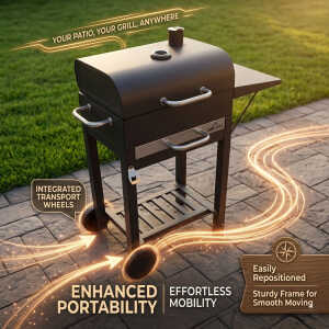 BBQ GRILL WITH 2 WHEELS BLACK W89XD43XH91CM | NS444071 - Image 