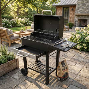 BBQ GRILL WITH 2 WHEELS BLACK W89XD43XH91CM | NS444071 - Image 