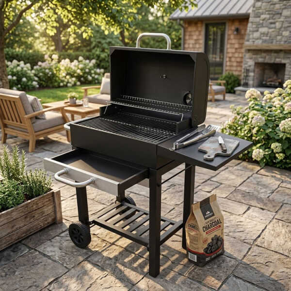 BBQ GRILL WITH 2 WHEELS BLACK W89XD43XH91CM | NS444071 - Image 
